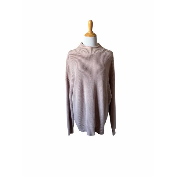 Haven Well Within Organic Cotton Mock Neck Chunky Knit Sweater in Dusty Rose - Picture 5 of 6